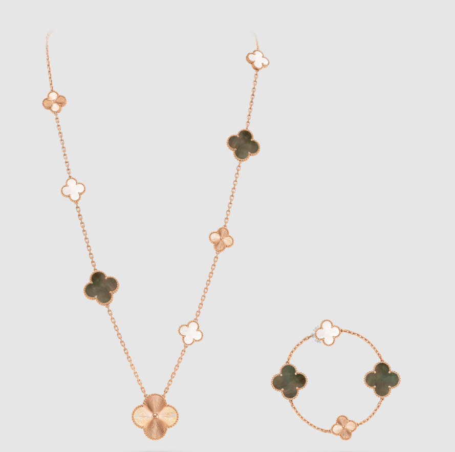 25 NEW CLOVER 15 MOTIFS GRAY MOTHER-OF-PEARL