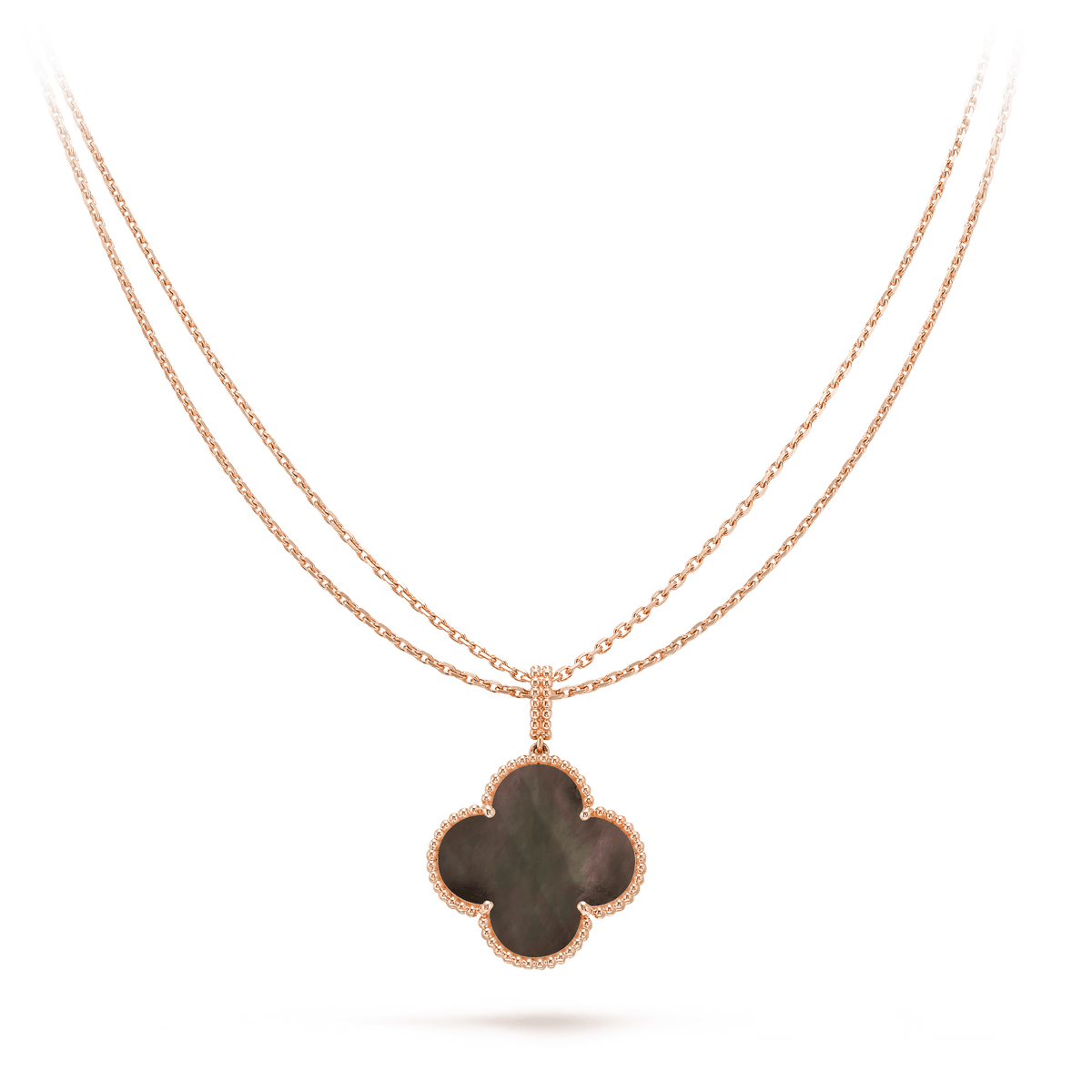 CLOVER 25MM GOLD DARK MOP BIG CLOVER NECKLACE
