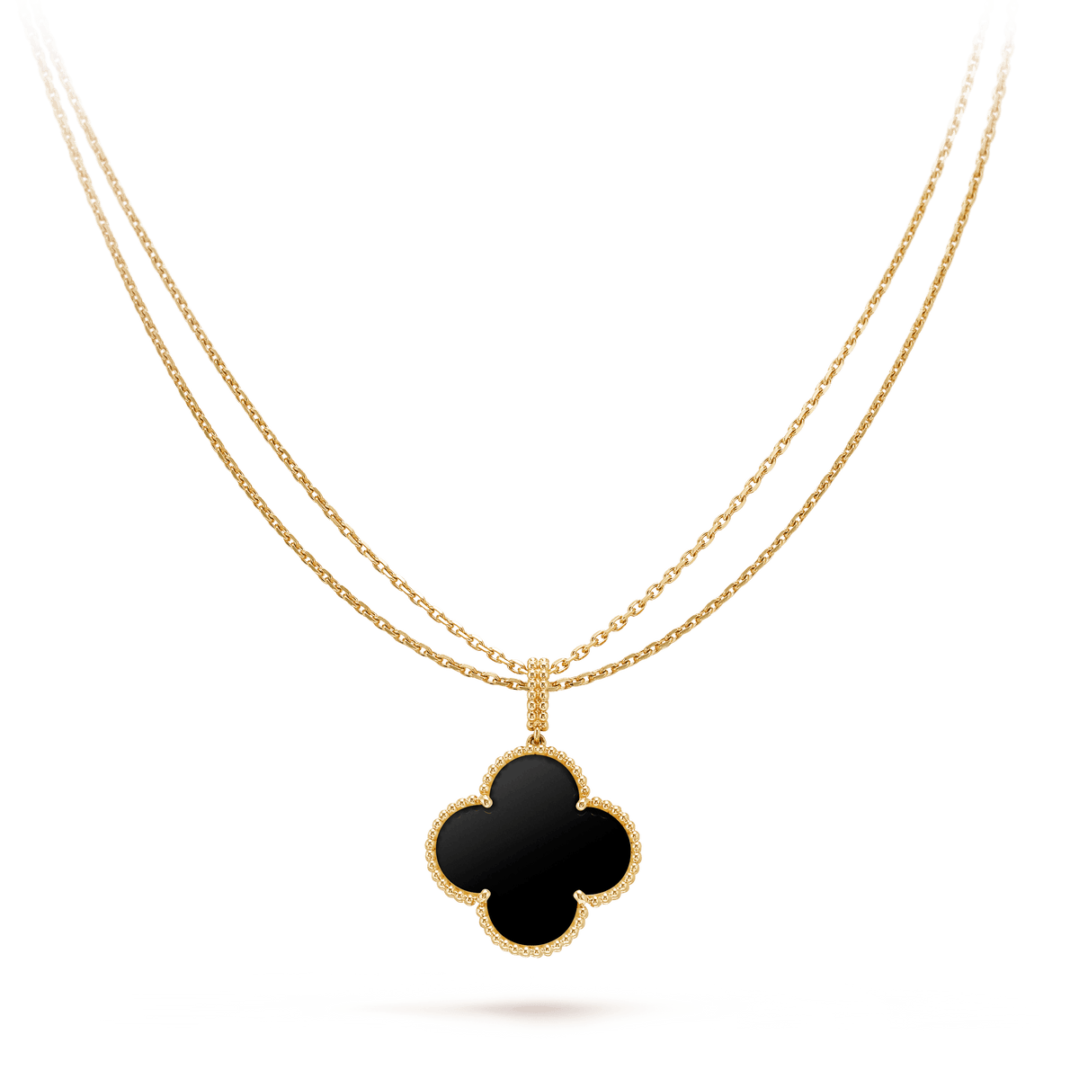 CLOVER 25MM GOLD ONYX BIG CLOVER NECKLACE