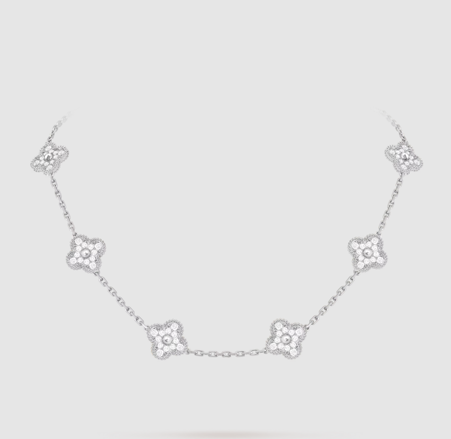 CLOVER 10 MOTIFS FULL DIAMOND NECKLACE