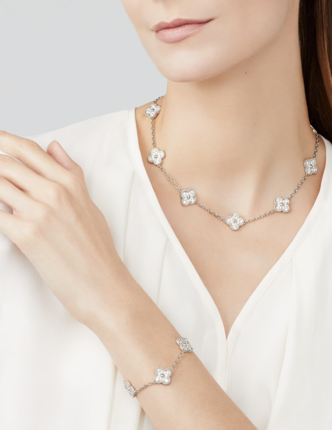 CLOVER 10 MOTIFS FULL DIAMOND NECKLACE