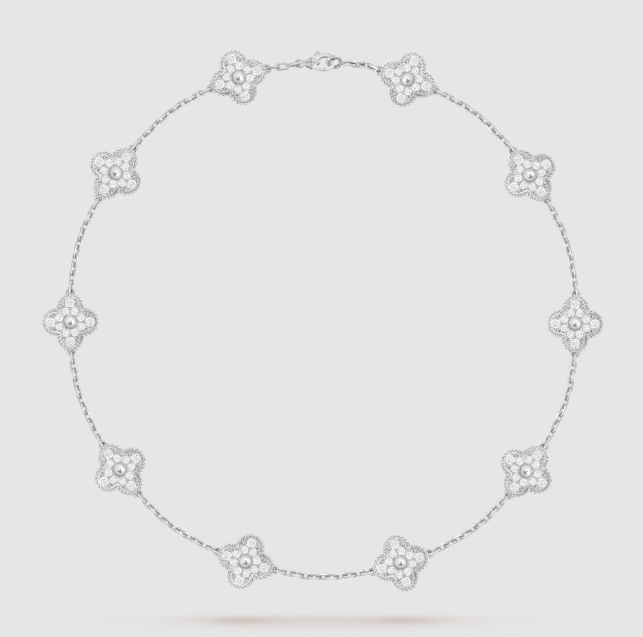 CLOVER 10 MOTIFS FULL DIAMOND NECKLACE
