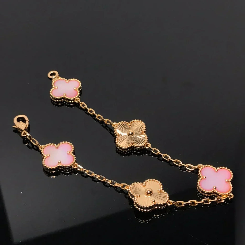 New  CLOVER 5 MOTIFS  PINK MOP BRACELET COLLECTION