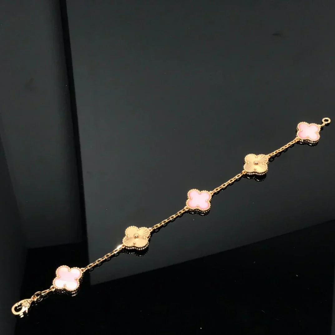 New  CLOVER 5 MOTIFS  PINK MOP BRACELET COLLECTION