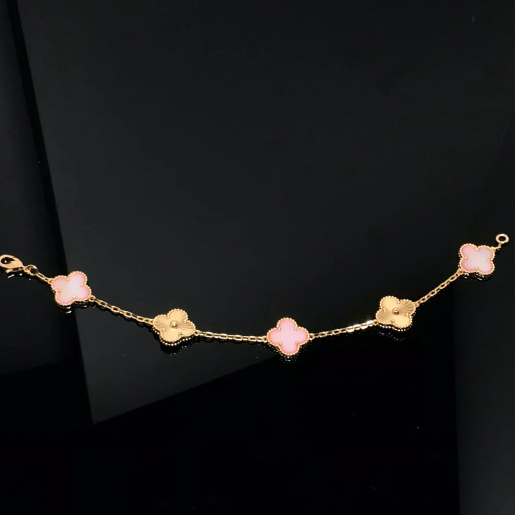 New  CLOVER 5 MOTIFS  PINK MOP BRACELET COLLECTION