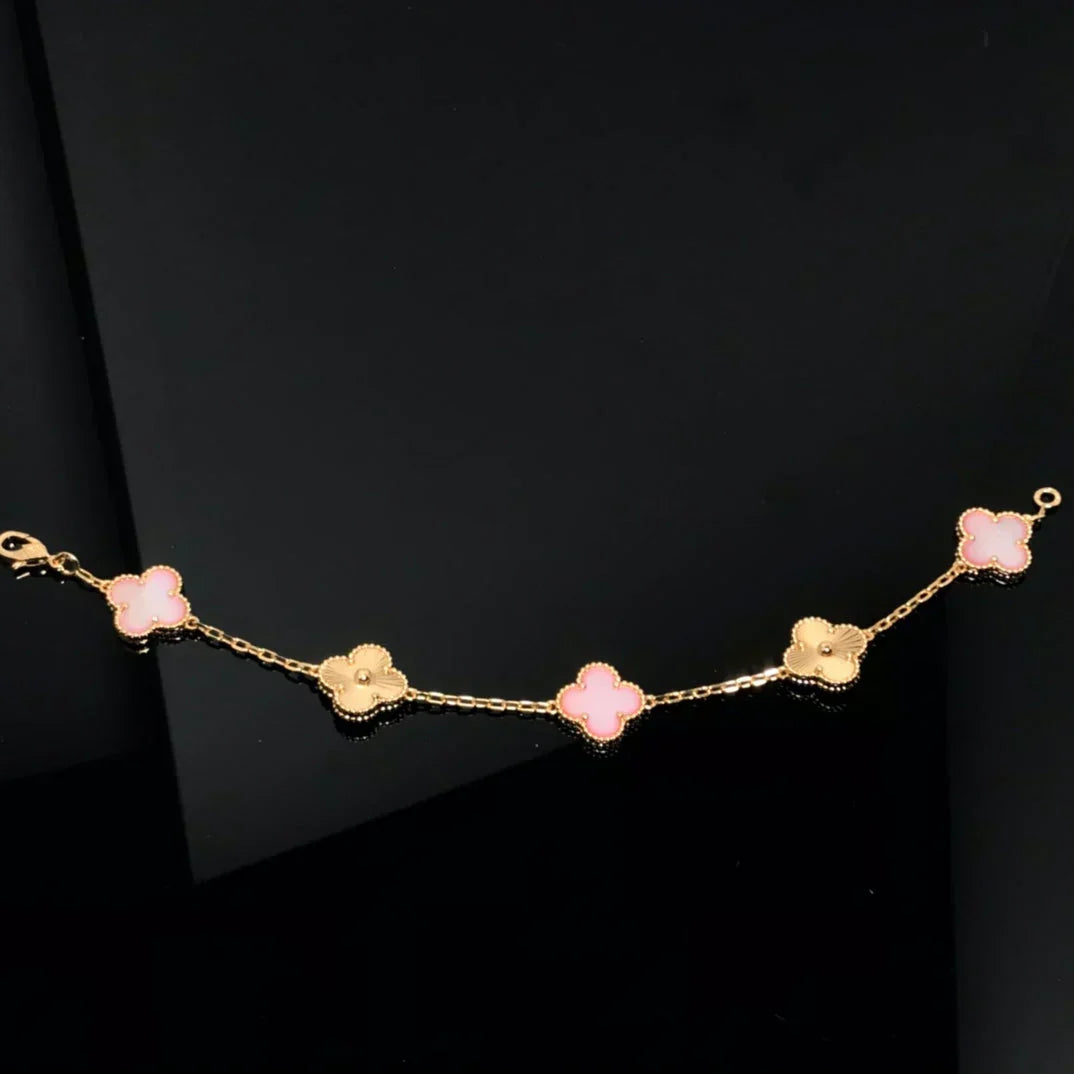 New  CLOVER 5 MOTIFS  PINK MOP BRACELET COLLECTION