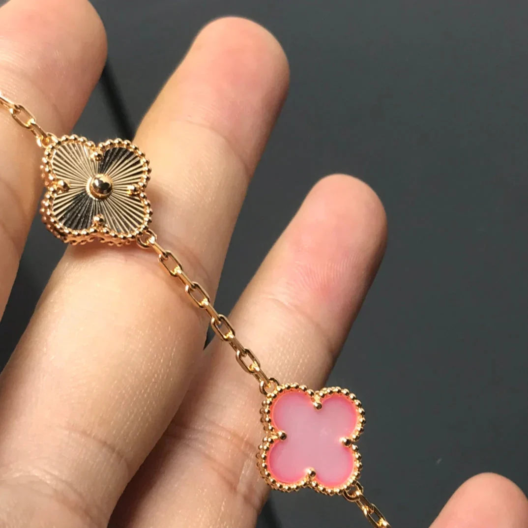 New  CLOVER 5 MOTIFS  PINK MOP BRACELET COLLECTION