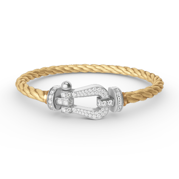 FORCE LARGE HORSESHOE FULL DIAMOND BRACELET SILVER