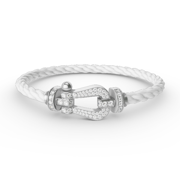 FORCE LARGE HORSESHOE FULL DIAMOND BRACELET SILVER
